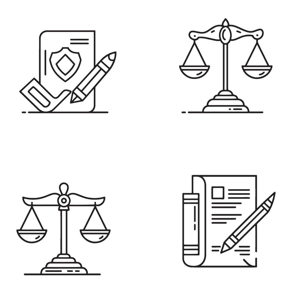 Justice law icon set collection for legal projects and firm website vector