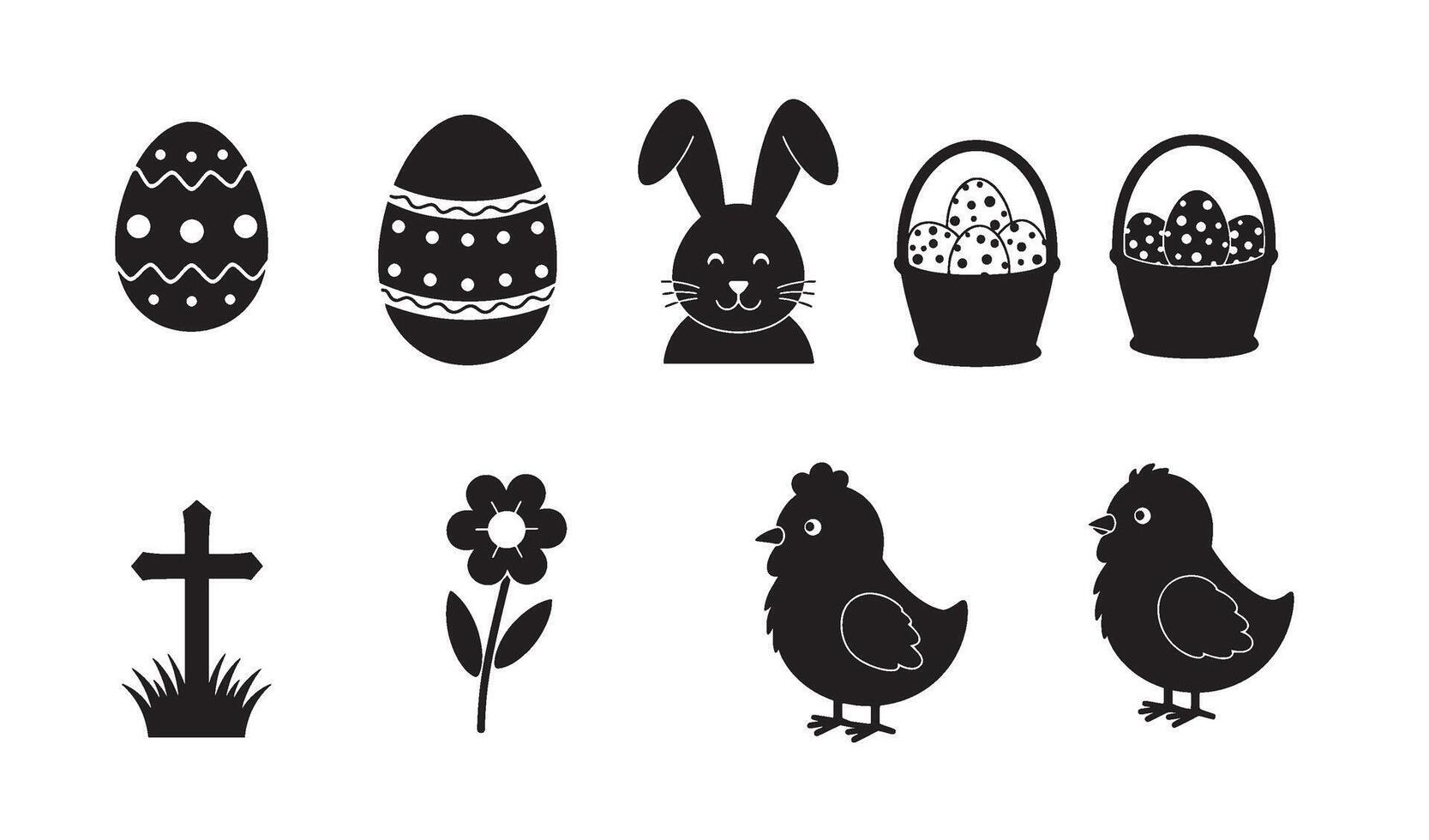 Hand sketched Easter Elements Icon collection with natural aesthetics vector