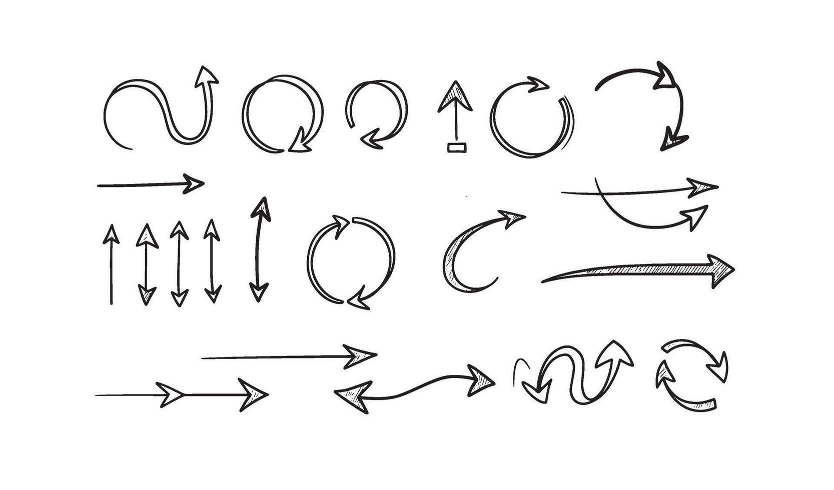 Unique Hand Drawn Scribble Arrow Set for Dynamic Layouts and Graphic Artwork vector