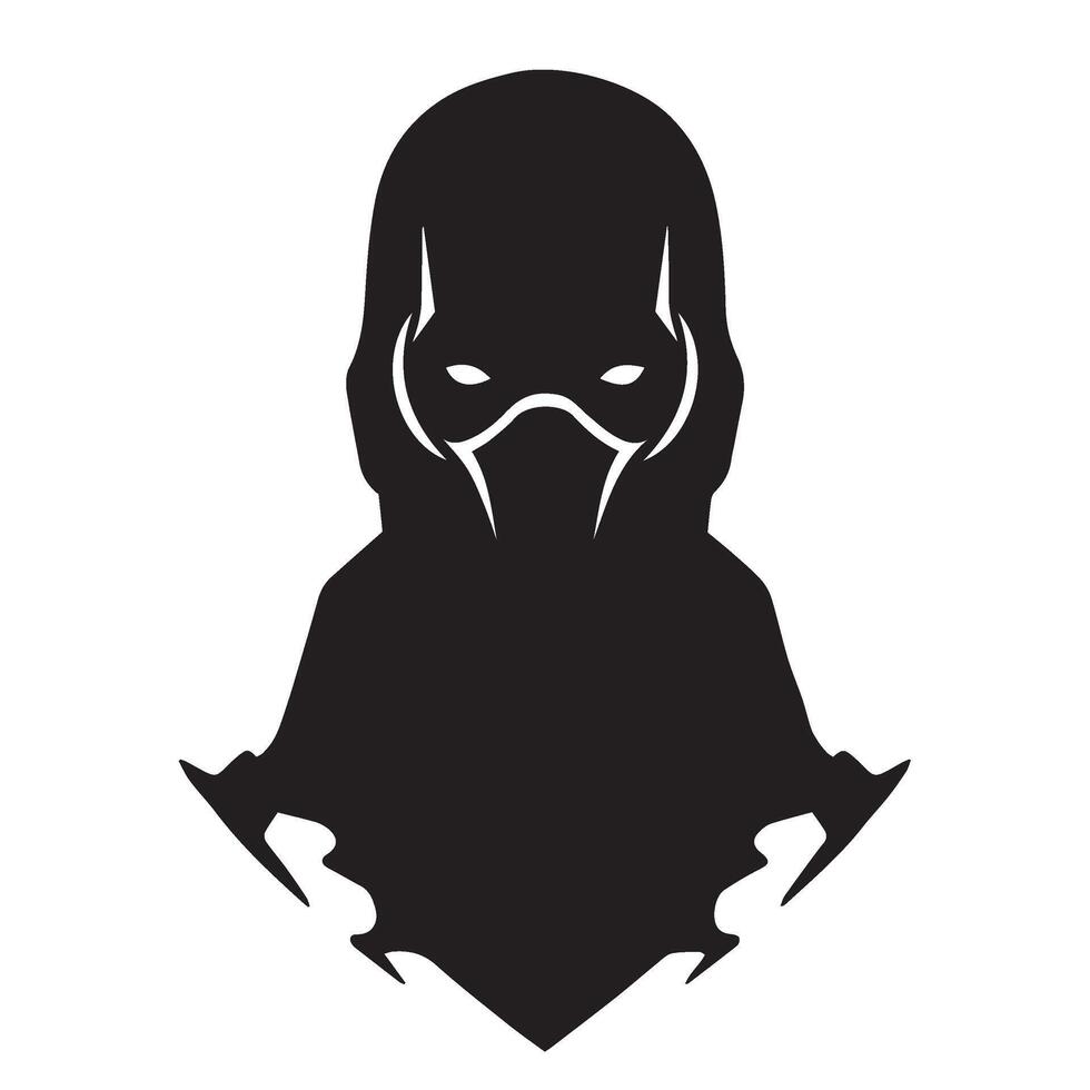 Ninja Helmet Silhouette Perfect for Stealth Assassin Concept Graphics vector