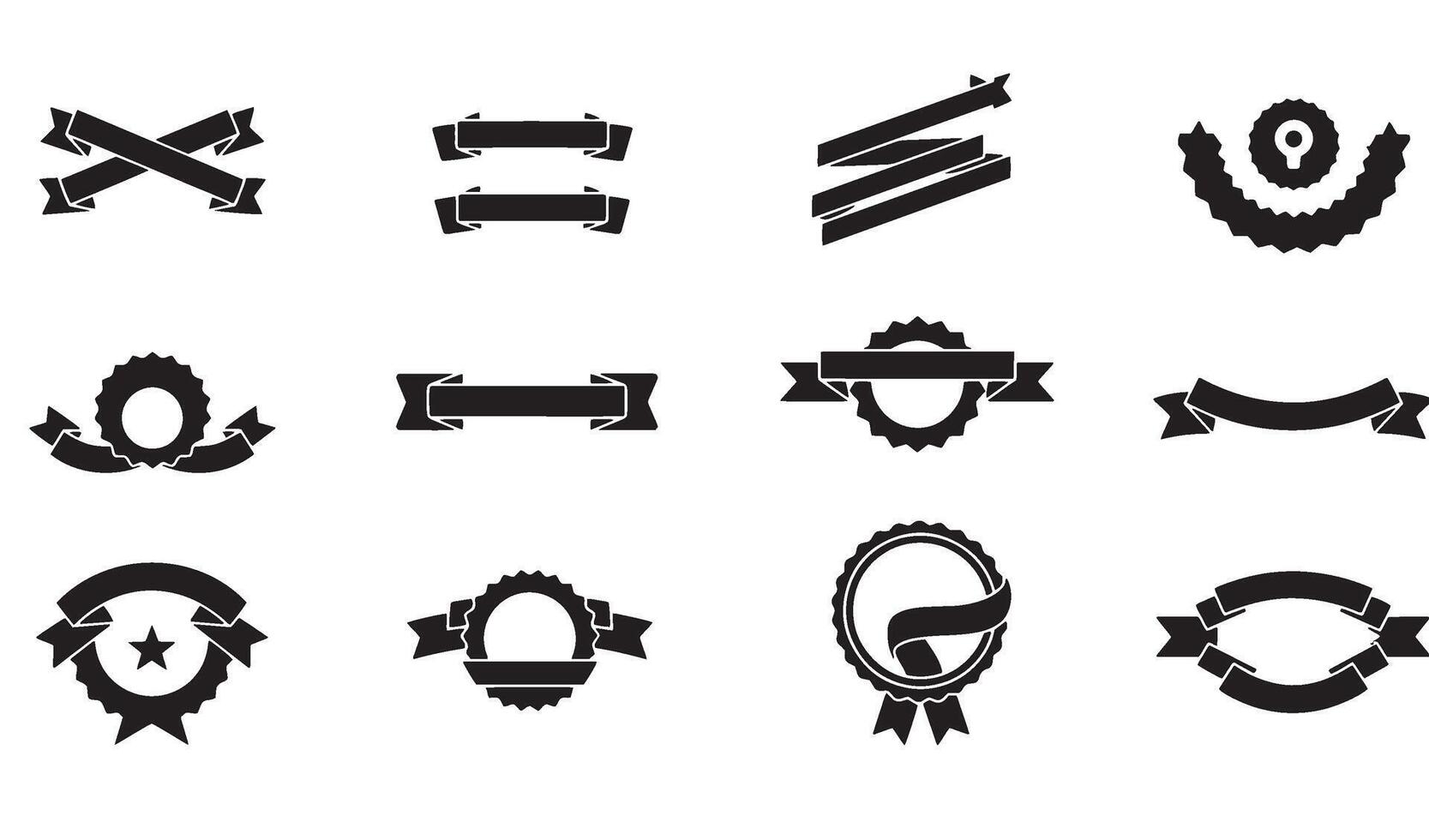 Hand Drawn Ribbon Art Set with Decorative Scrolls and Curved Banner Elements vector