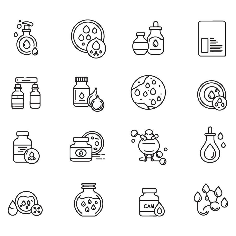Line style Healthy Skin Icon pack showcasing beauty tools and spa elements vector