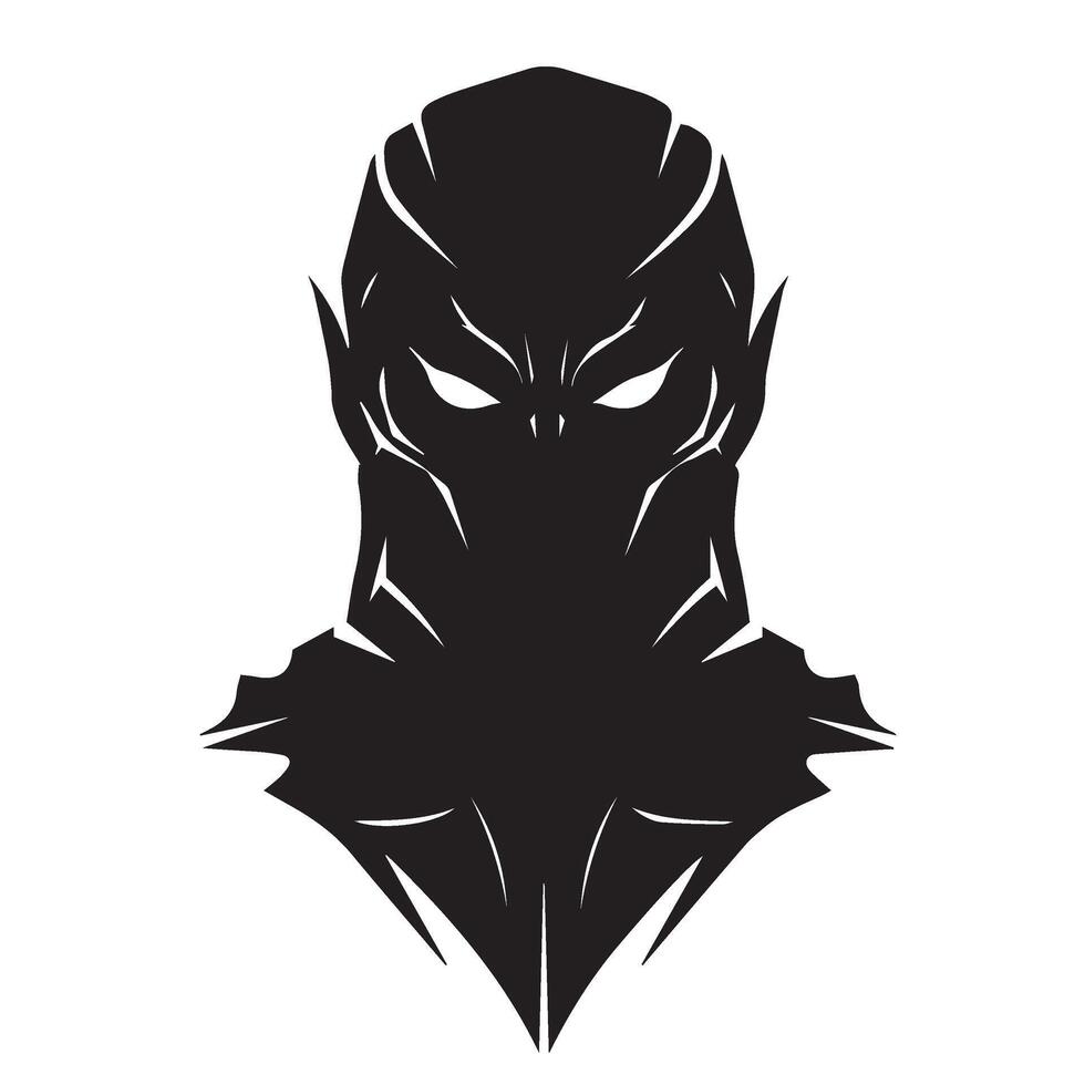 Ninja Helmet Silhouette Used in Character Reference and Game Skins vector