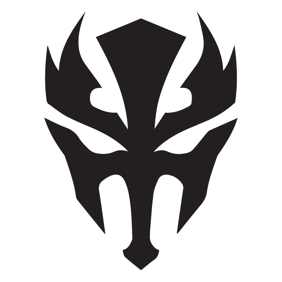 Dark Warrior Mask Design Based on Ancient Warlord Visual Language vector