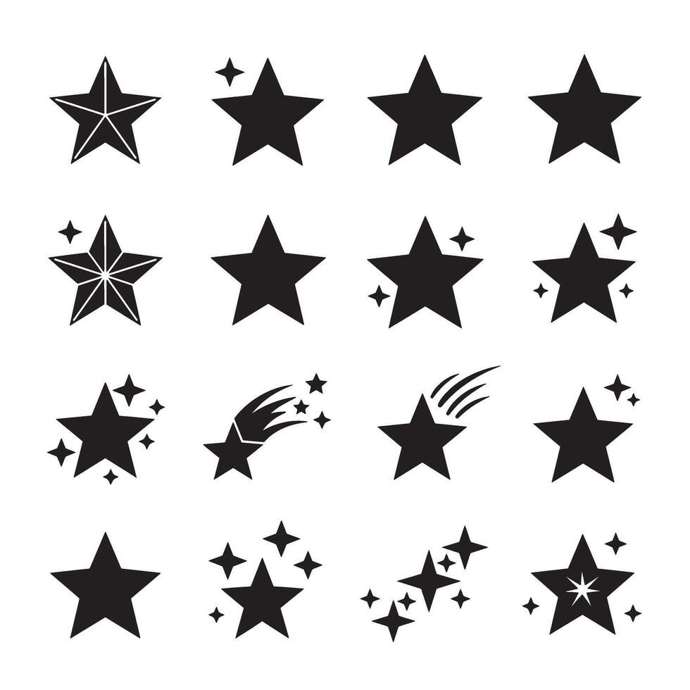 Decorative black star shapes bundle ideal for print crafts and digital design sets vector