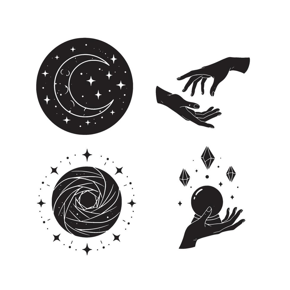 Sacred Ink Symbol Design for Nature Magic Tattoo and Mystical Tattoo Icon Lovers vector