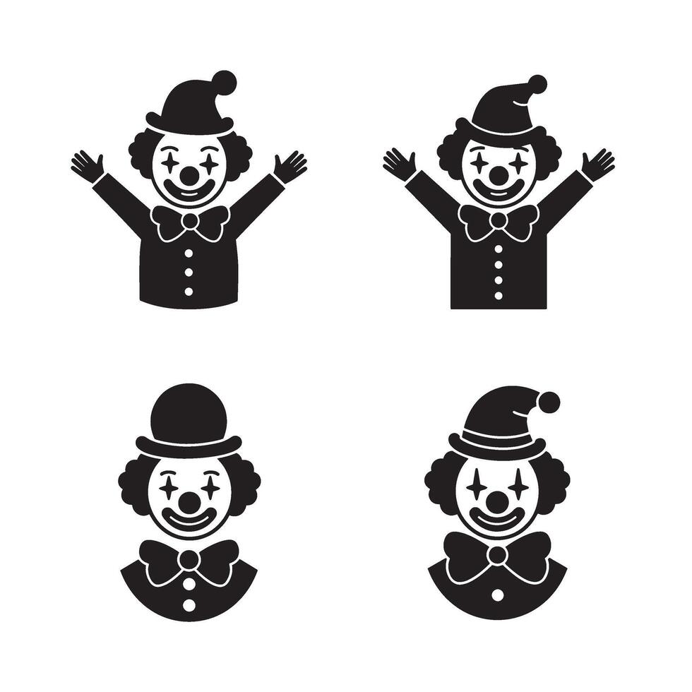 Cartoon clown faces fun graphics set perfect for fun branding or online stickers vector