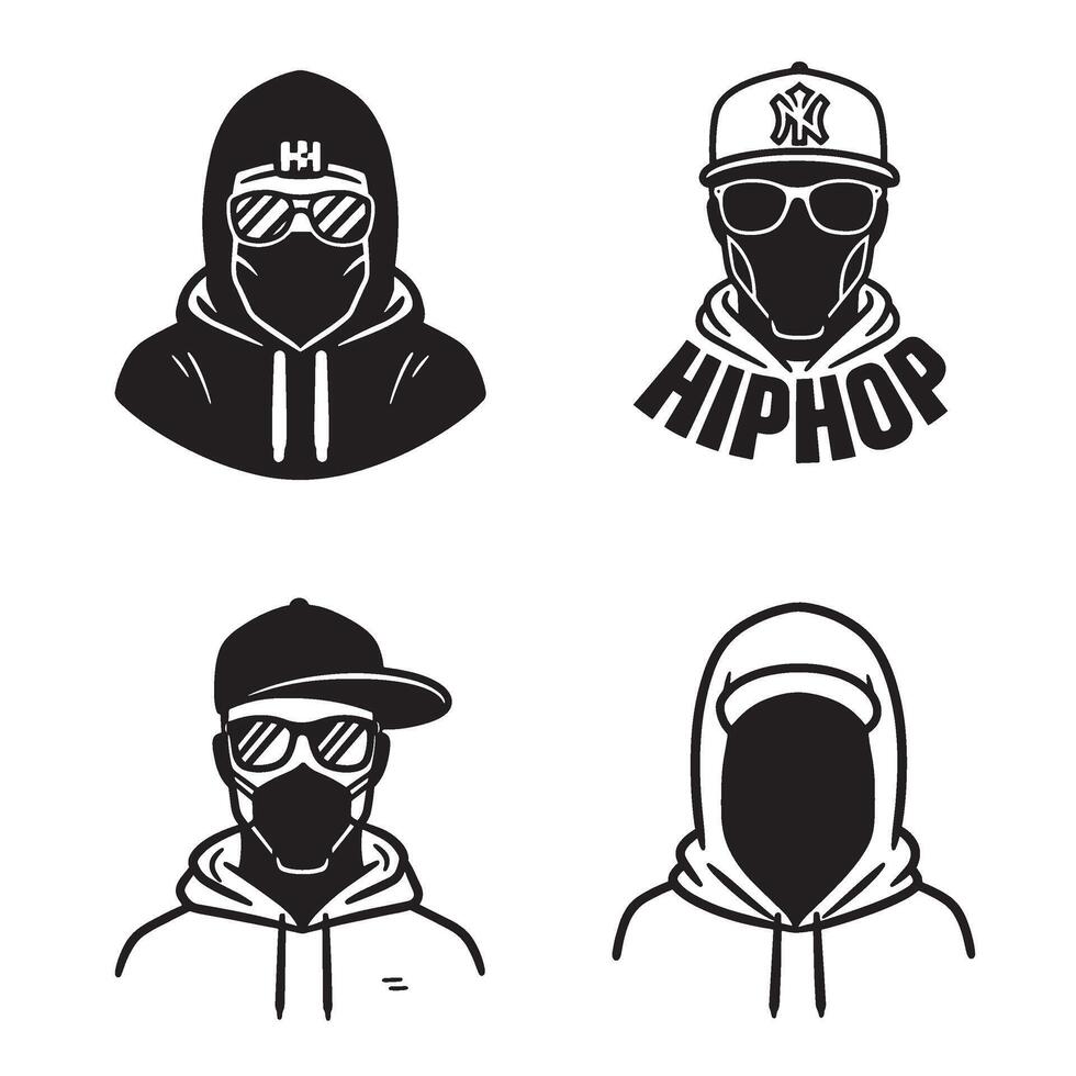 Streetwear Hip Hop crew with detailed Urban Swag Character and bold face style vector