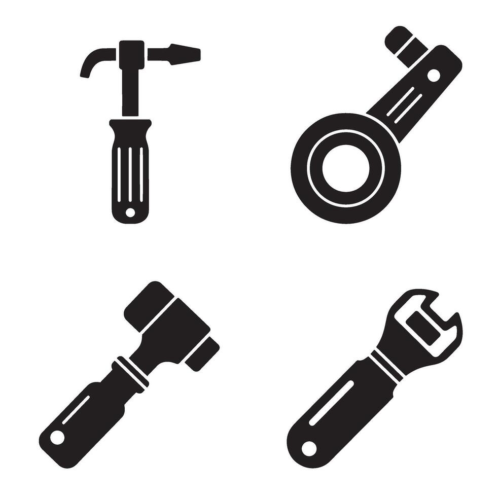 Garage Tools Icon Set filled with mechanic illustrations and repair tool signs vector