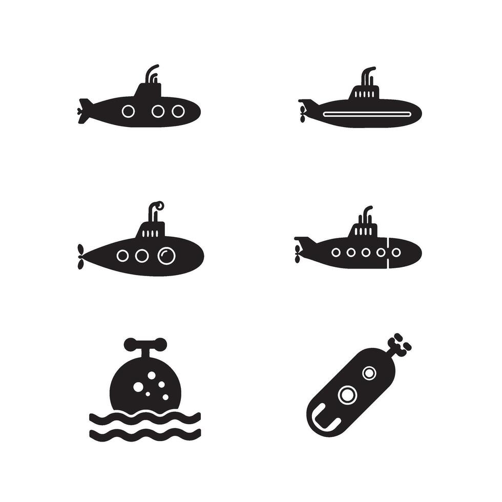 Submarine Icon Bundle with minimal design styles perfect for illustrations vector