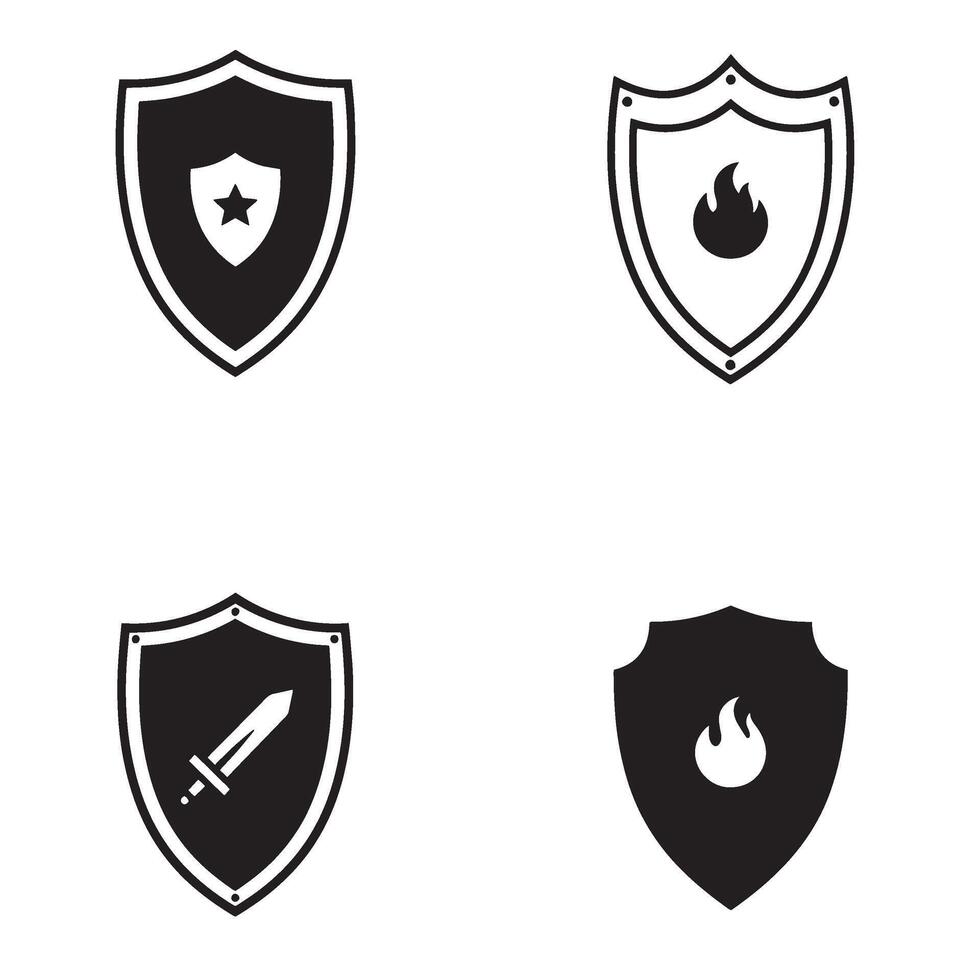 Flat Shield Emblem Design collection ideal for security and branding projects vector