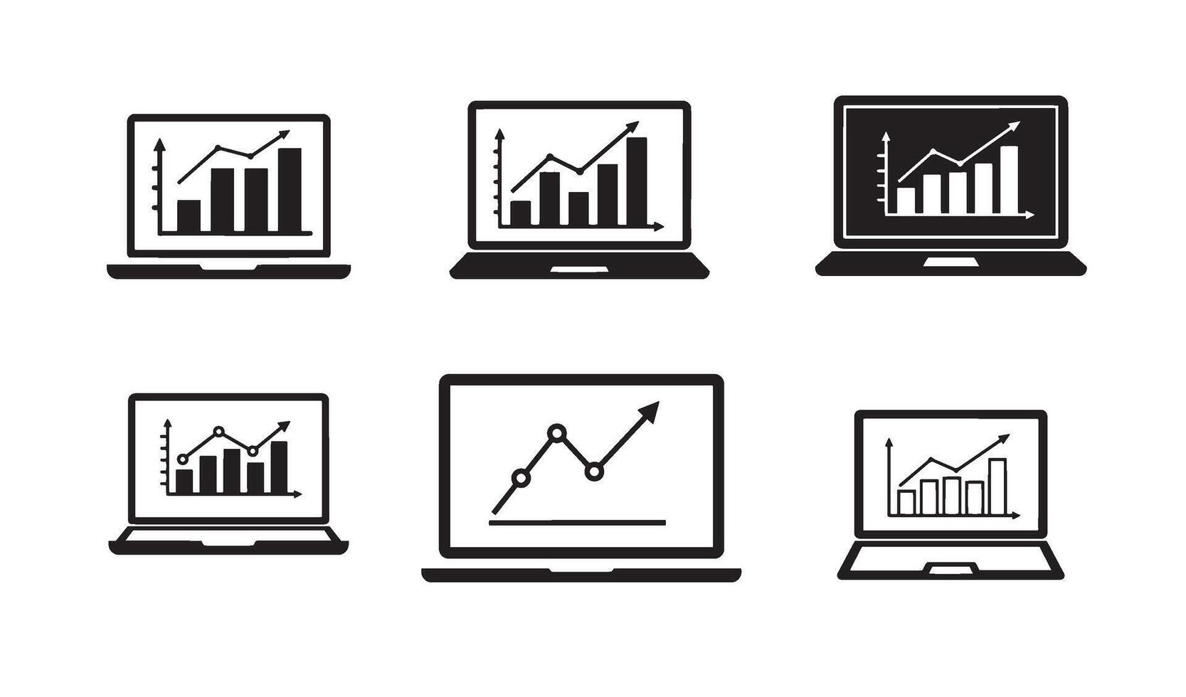 Laptop Screen Chart Elements with simple and clean data presentation graphics vector