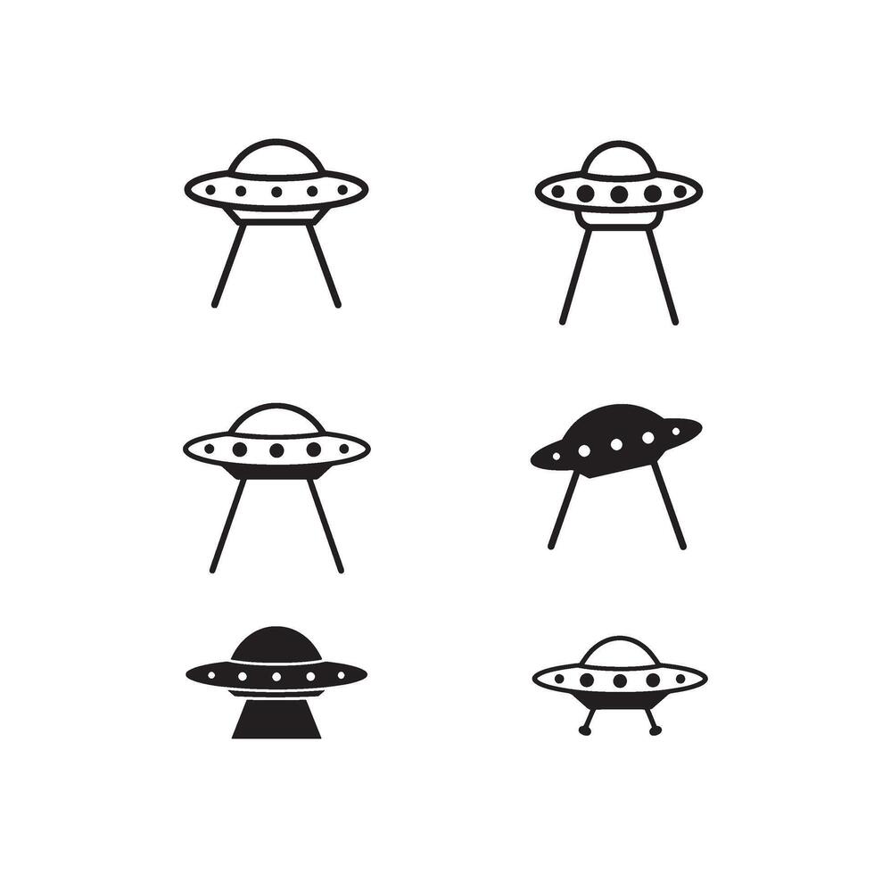 Spacecraft icon set featuring Alien UFO Beam Light and abduction scene graphics vector