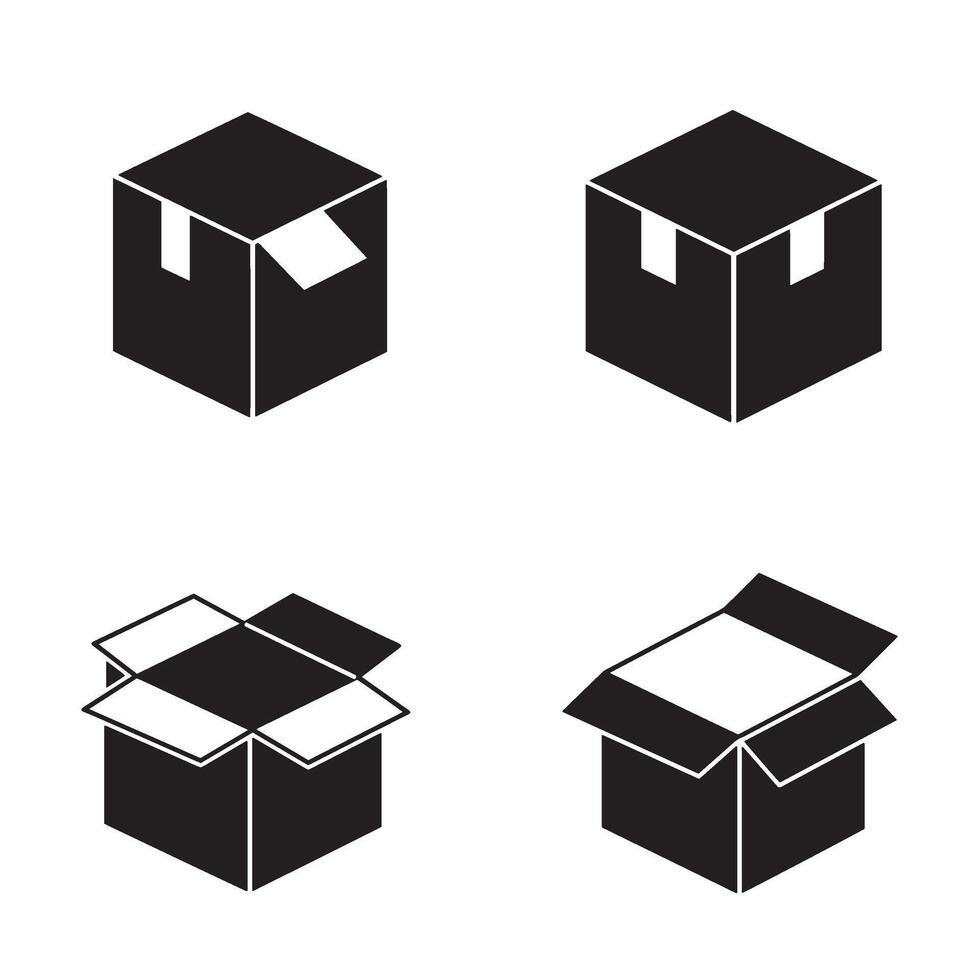 Minimal Moving Box Set with open and sealed box designs for branding vector