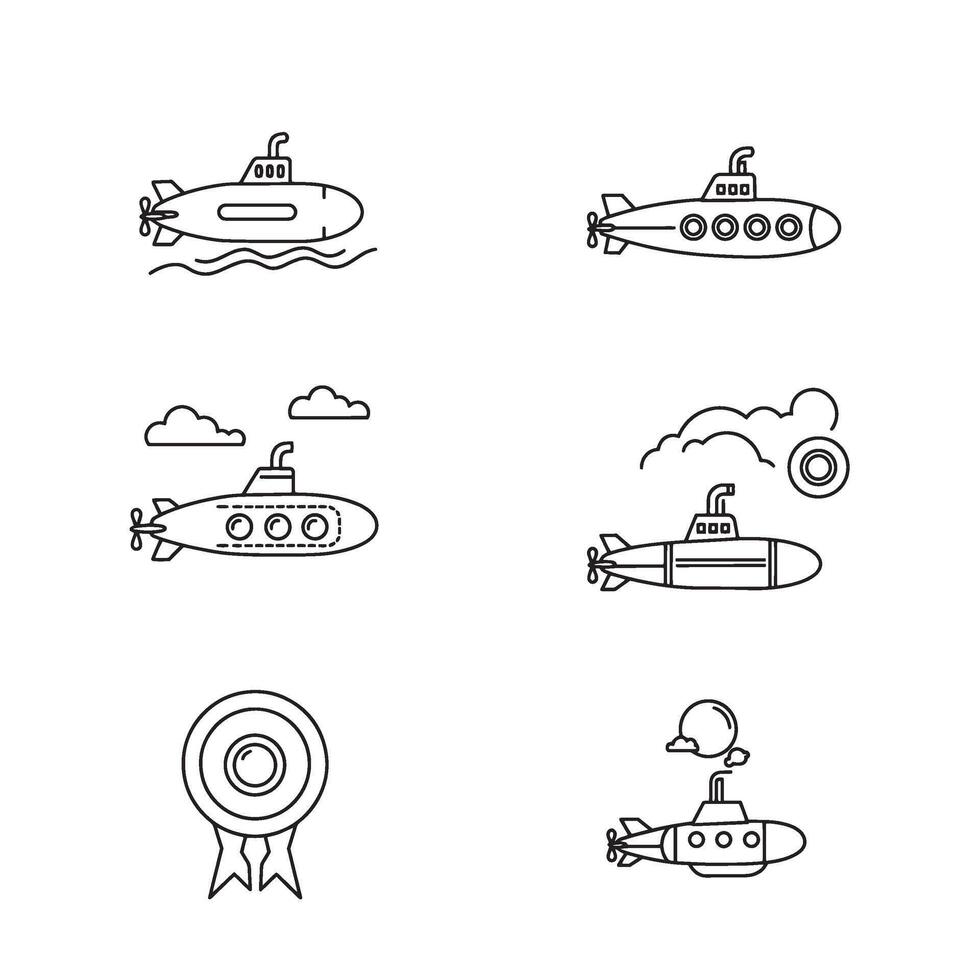 Submarine Icon Bundle featuring classic shapes for naval inspired artwork vector