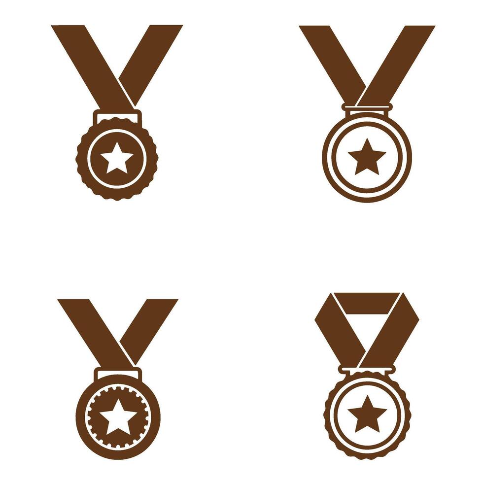 Collection of Colorful Medal Icon Set and Award Badge Design Set Elements vector