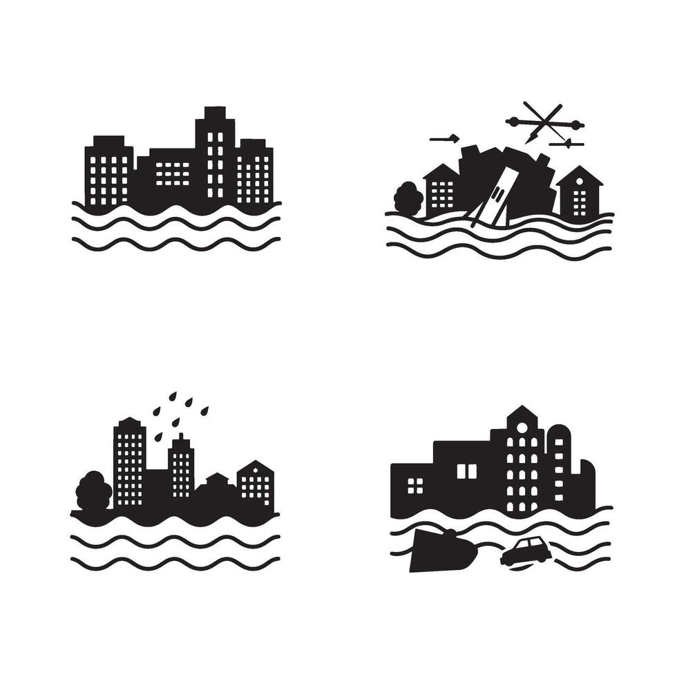 Modern City Icons Pack including detailed buildings and skyline scene graphics vector