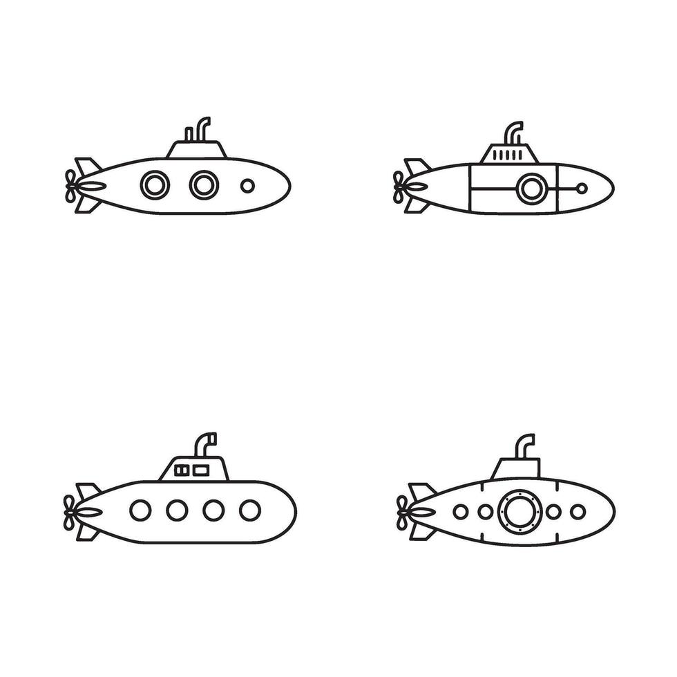 Navy Submarine Pack filled with flat and outlined designs for digital use vector
