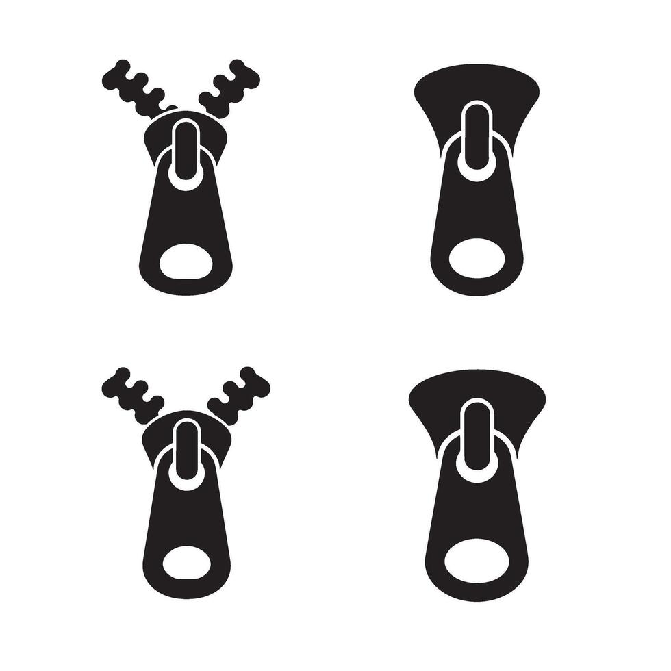 Download Zipper Head Icon Pack Containing Creative Black Zipper Icons Set vector