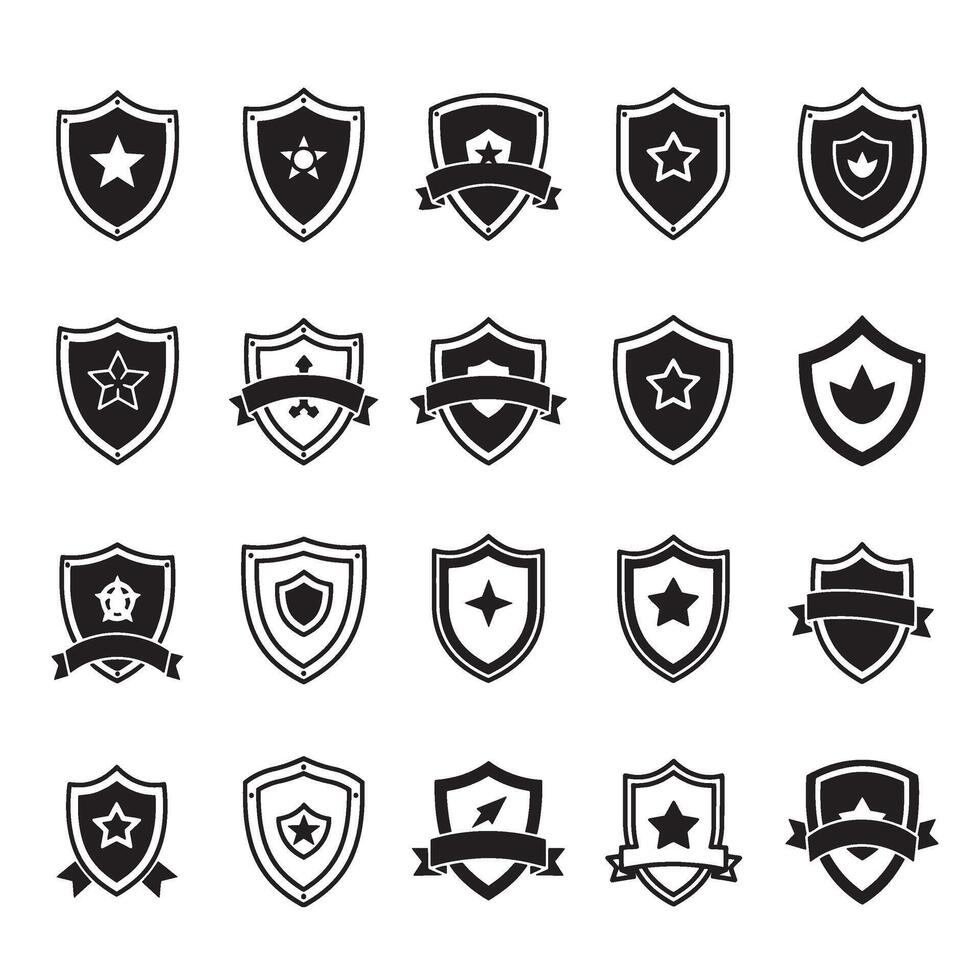 Military inspired Security Logo Icon elements with strong shapes and borders vector