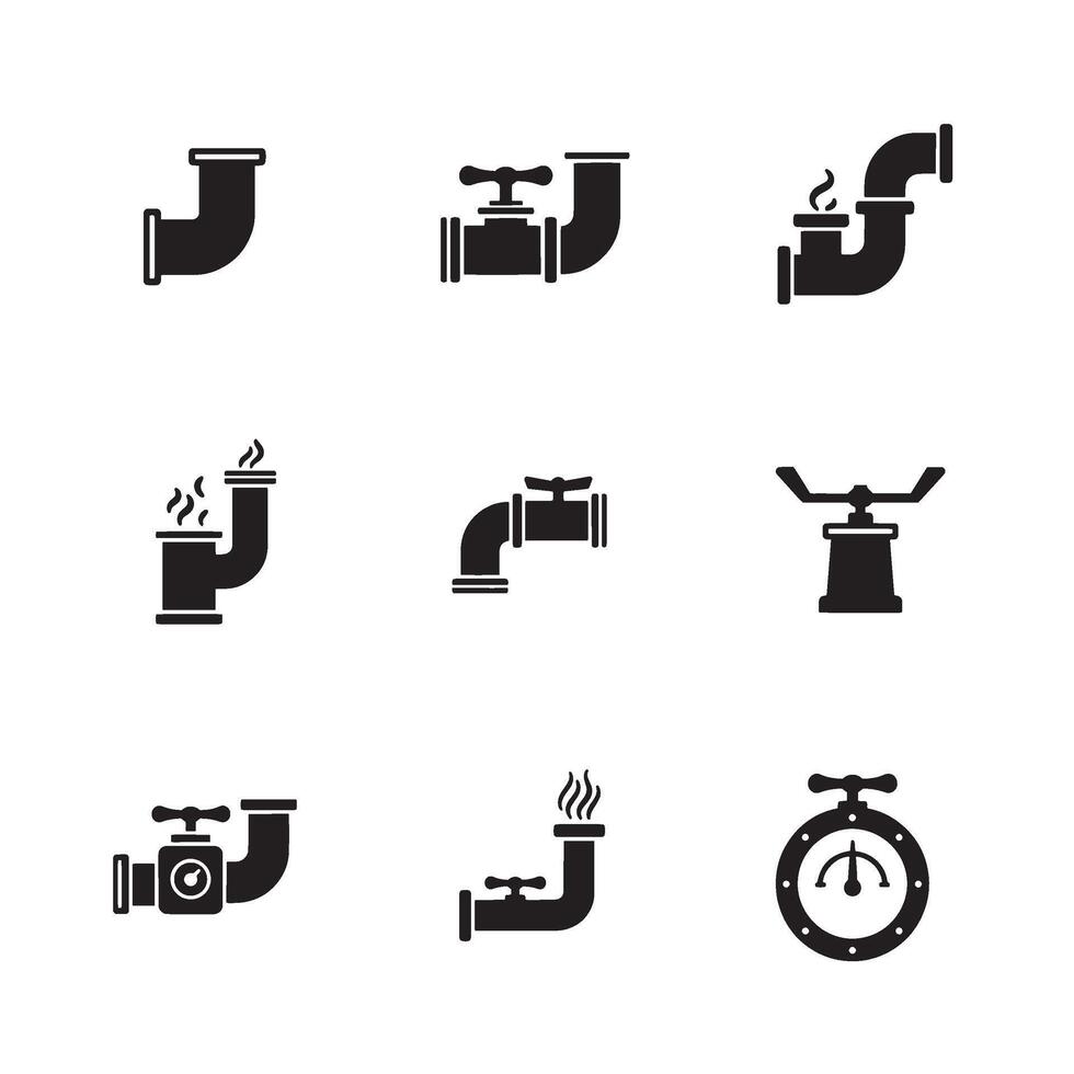 Pipe fittings symbol set created for piping diagrams and utilities vector