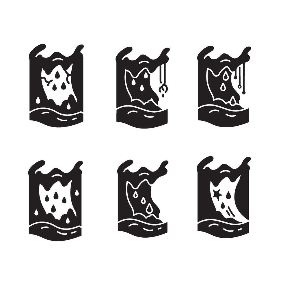 Spooky Ghost Icon Set showing flying spirit characters in flat spooky forms vector