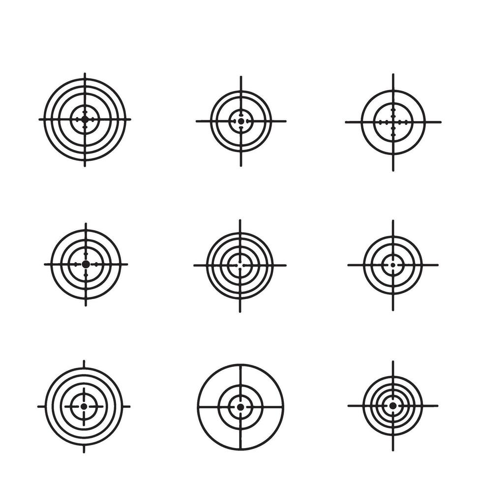 Unique Target Icon Collection ideal for shooting range or defense artwork vector