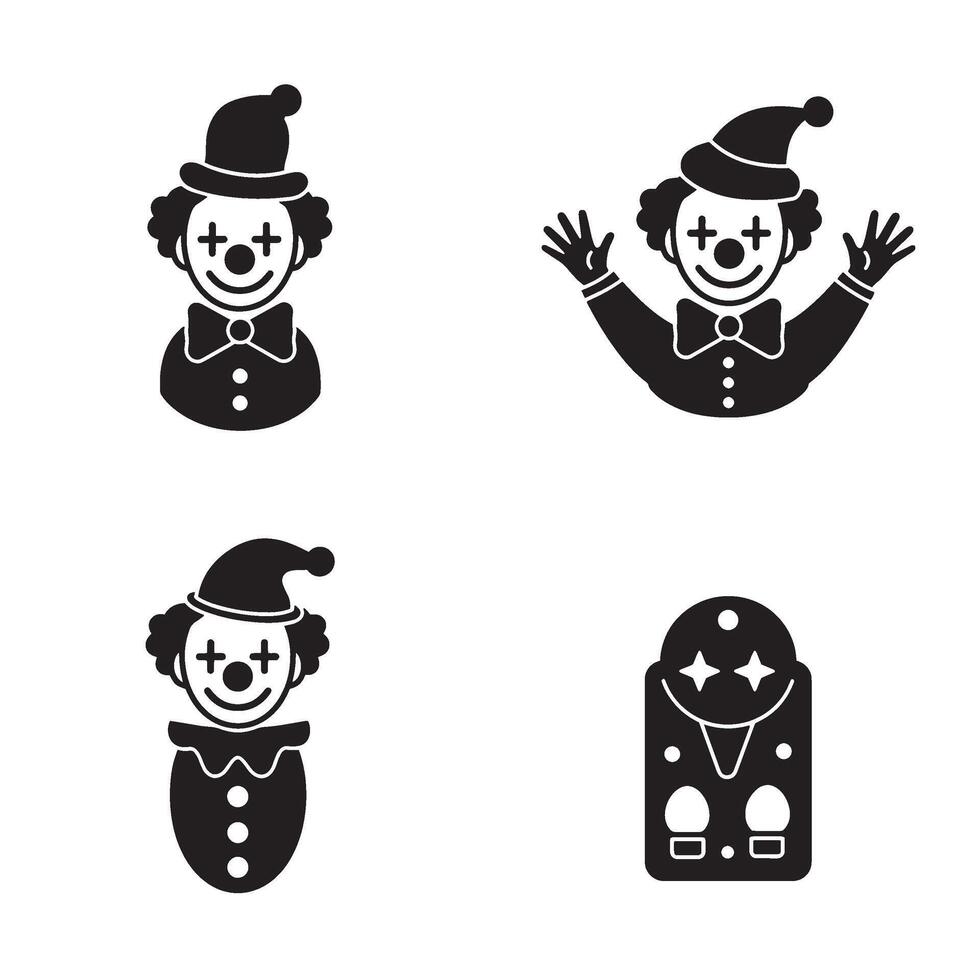 Cartoon clown faces fun collection with cheerful and silly expressions for design use vector