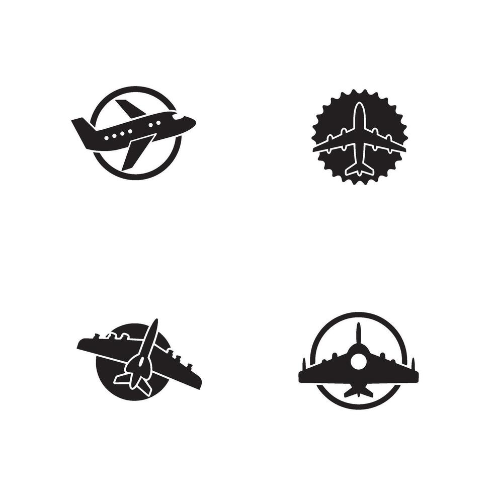 Travel Plane Graphics pack with jet outlines ready for professional use vector