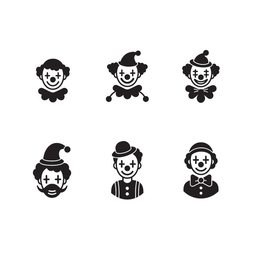 Happy clown graphic pack designed for joyful art projects and playful character sets vector