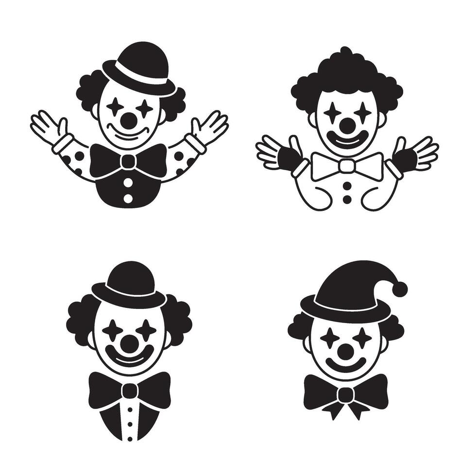 Funny clown mask set with different joyful moods for visual storytelling designs vector