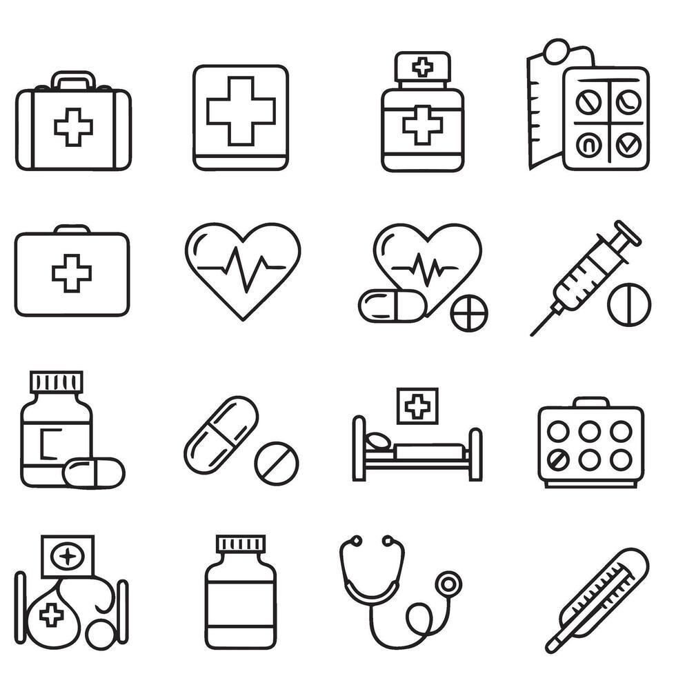 Healthcare Tools Icon Graphic in thin stroke style for clean user interfaces vector