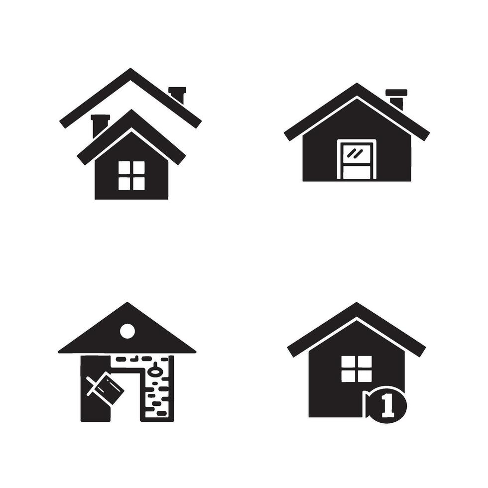 Modern Home Symbol Pack with Clean Lines and Bold House Graphics vector