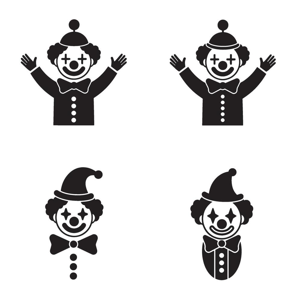 Funny clown mask set of black and white designs for easy digital or print use vector