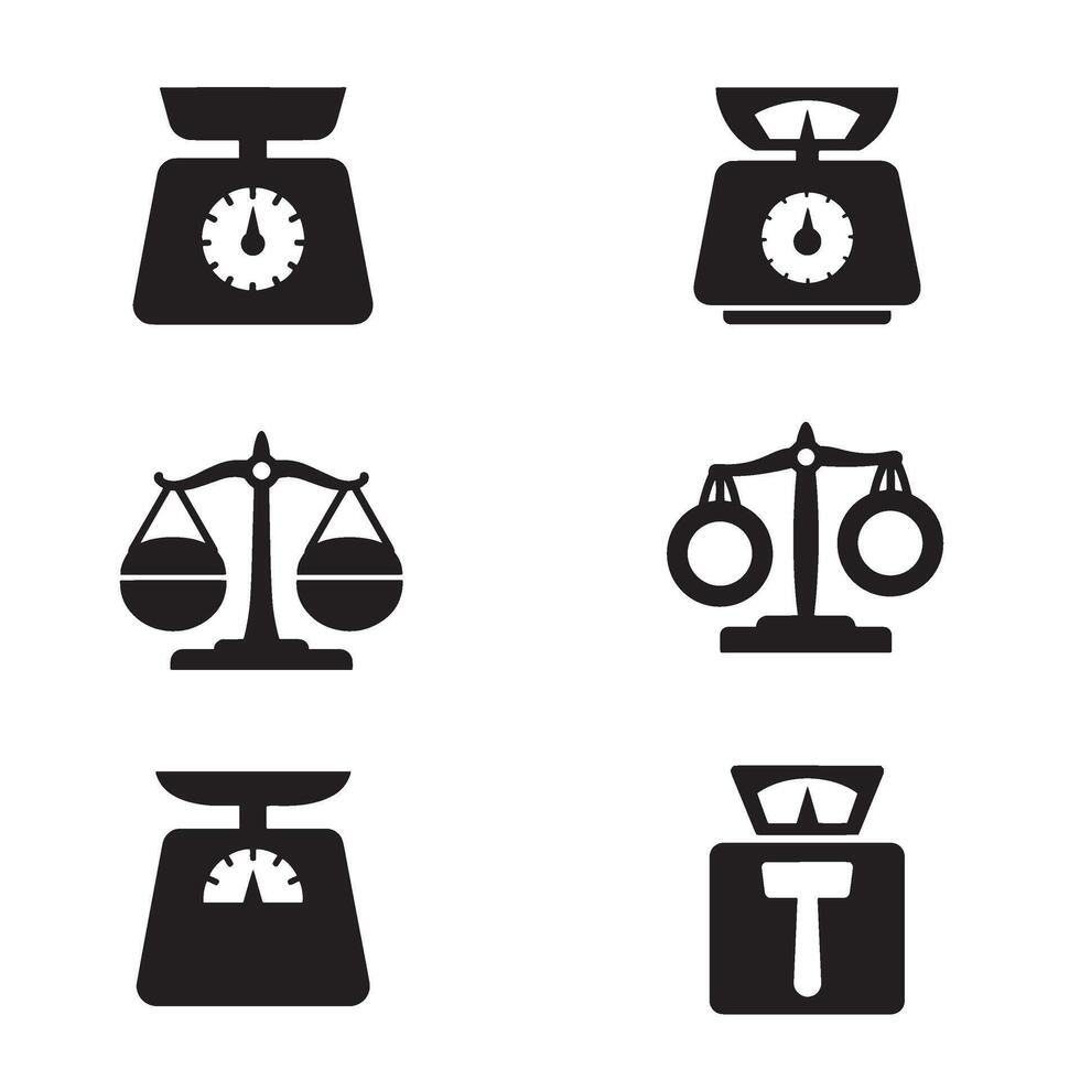 Retro Balance Icon Set with Vintage Style Justice Icons and Clocks vector