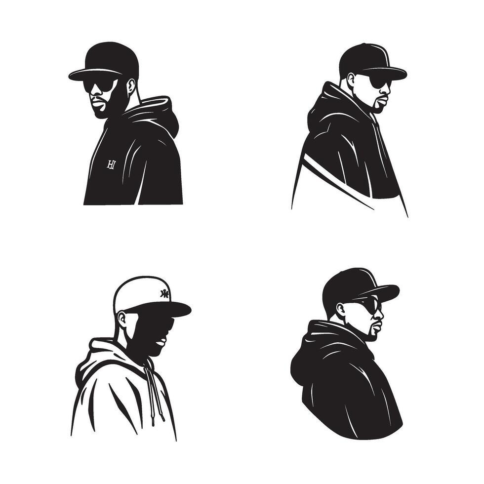 Street ready Gangsta Look Crew from Urban Rap Style Set with Hooded Rap Icon vector