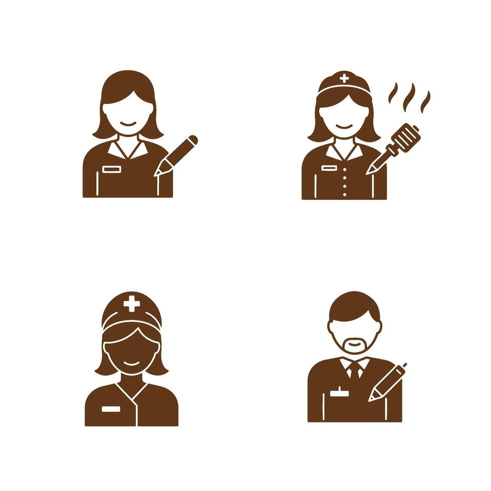 Science worker set suitable for scientific brochure use and online resources vector