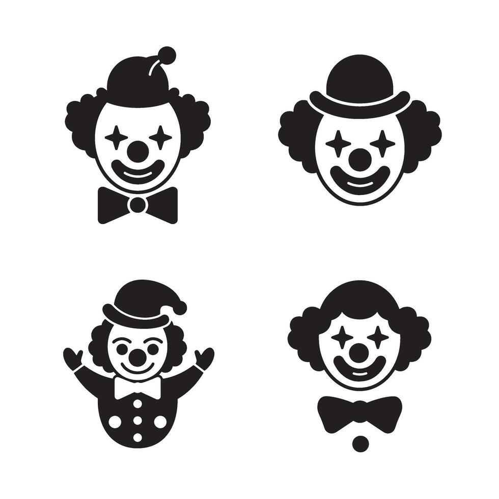 Cartoon clown faces fun illustration series for creating cheerful themed posters vector