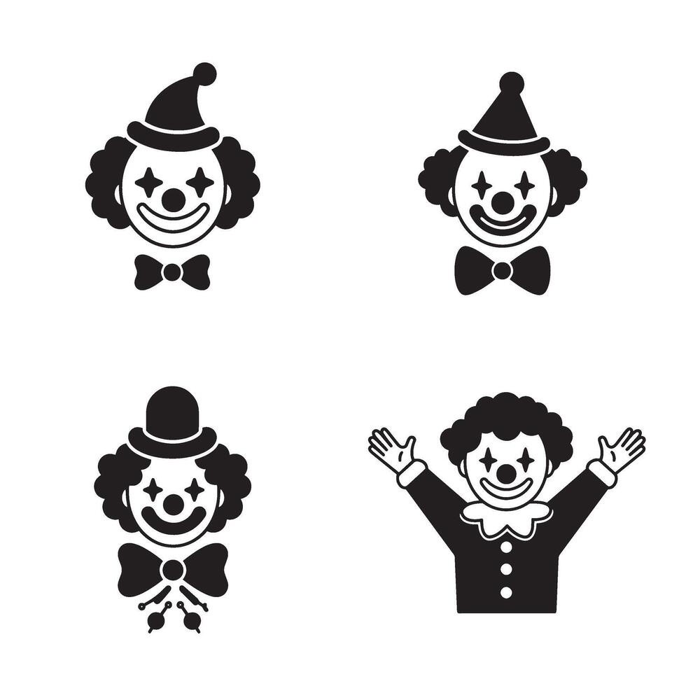 Funny clown mask set featuring joyful face art for learning materials and fun play vector