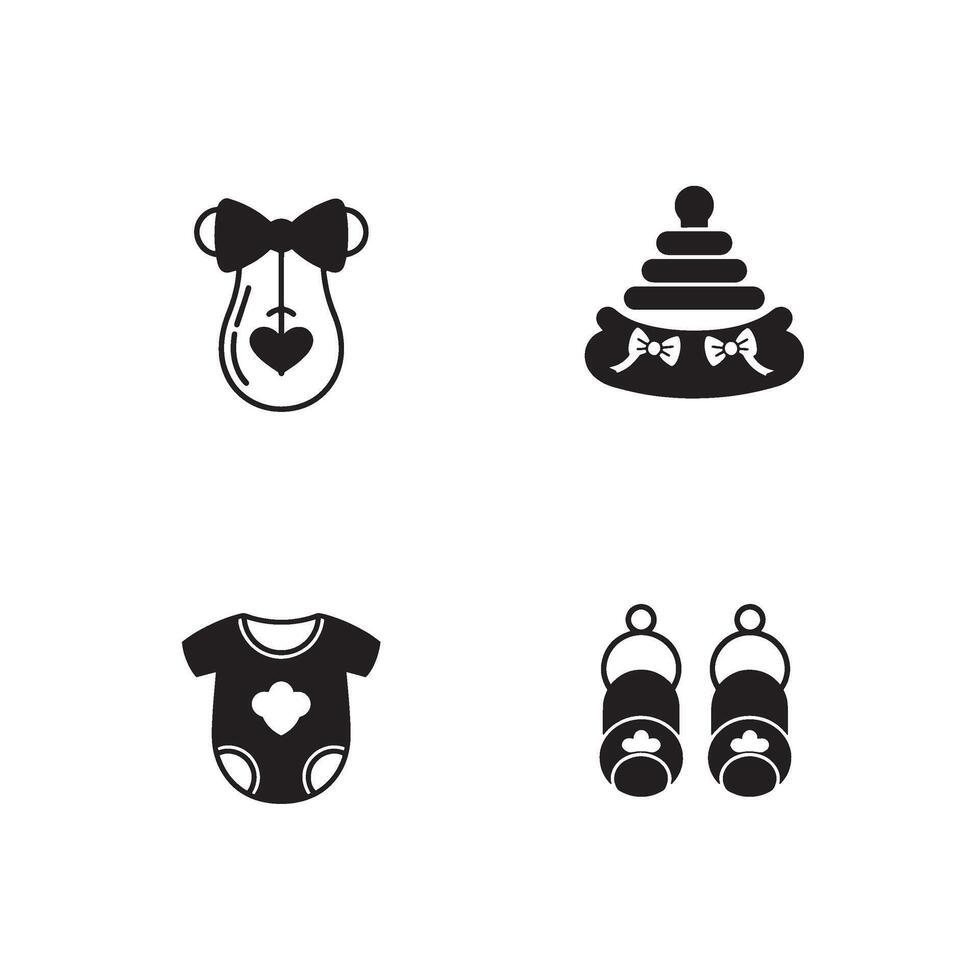 Baby Clothes Icon Bundle with Cute Hats Shoes and Toddler Wear Symbols vector