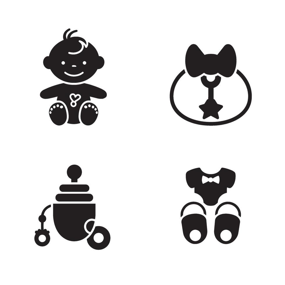 Sweet Adorable Baby Icon Bundle with Playful Baby Toys and Accessories vector