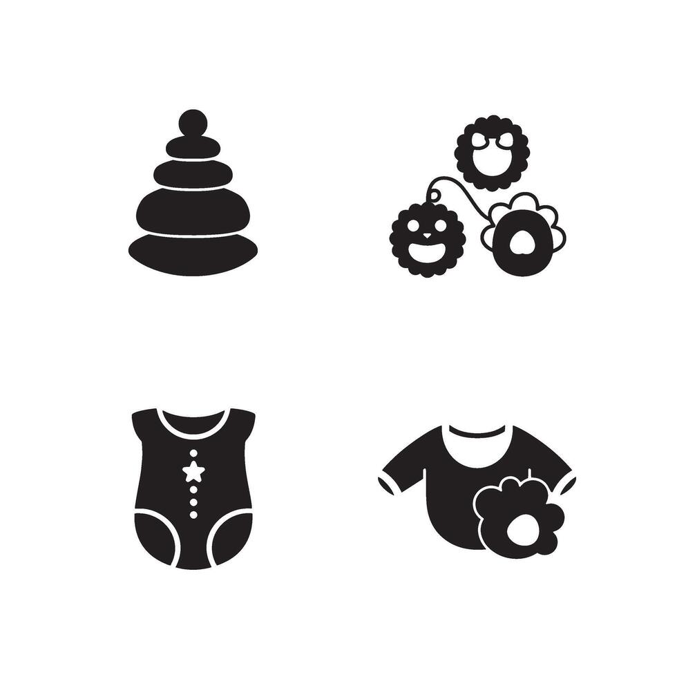 Baby Clothes Icon Bundle for Newborn Essentials and Infant Clipart Art vector