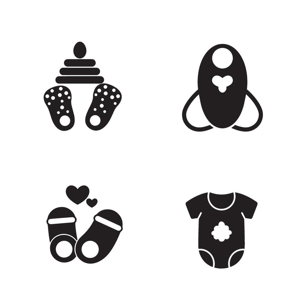 Baby Clothes Icon Bundle Featuring Onesies Pants and Baby Accessories vector