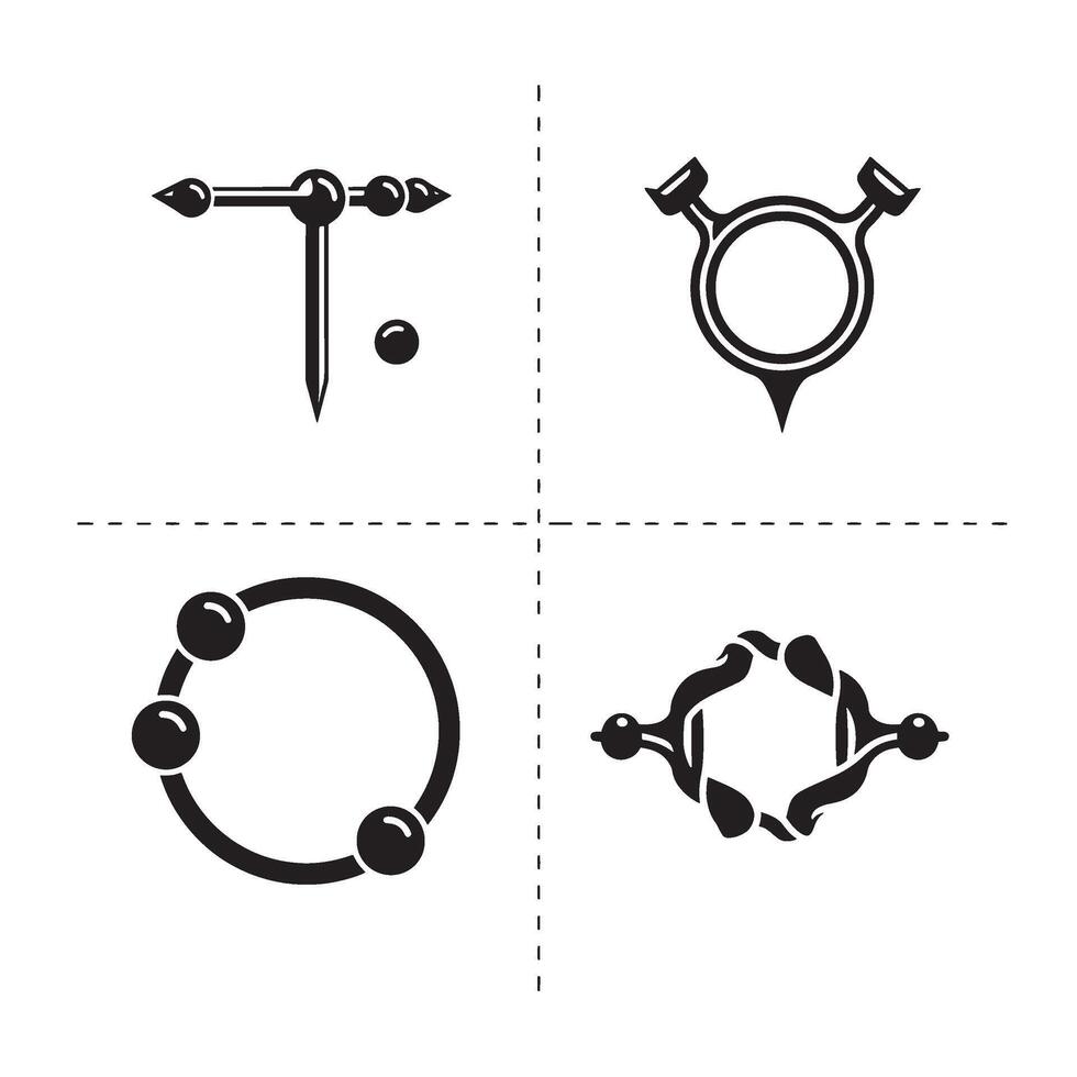 High quality Piercing Icon Set Collection ideal for posters and guides vector