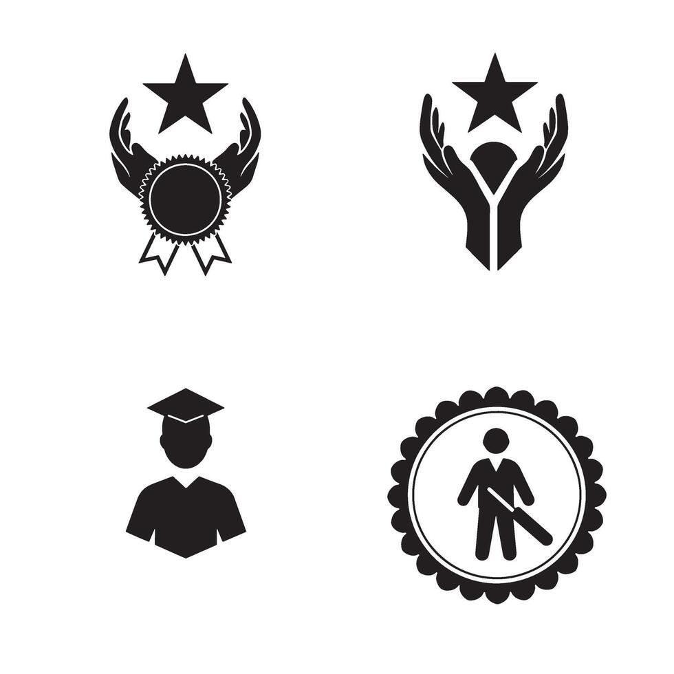 Winner Ribbon Graphic Set of Medal Seal and Honor Stamp Icons Pack vector