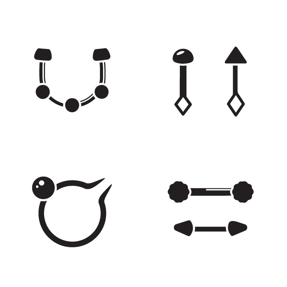 Lip Ring Barbell Outline with minimal design perfect for piercing presentations vector