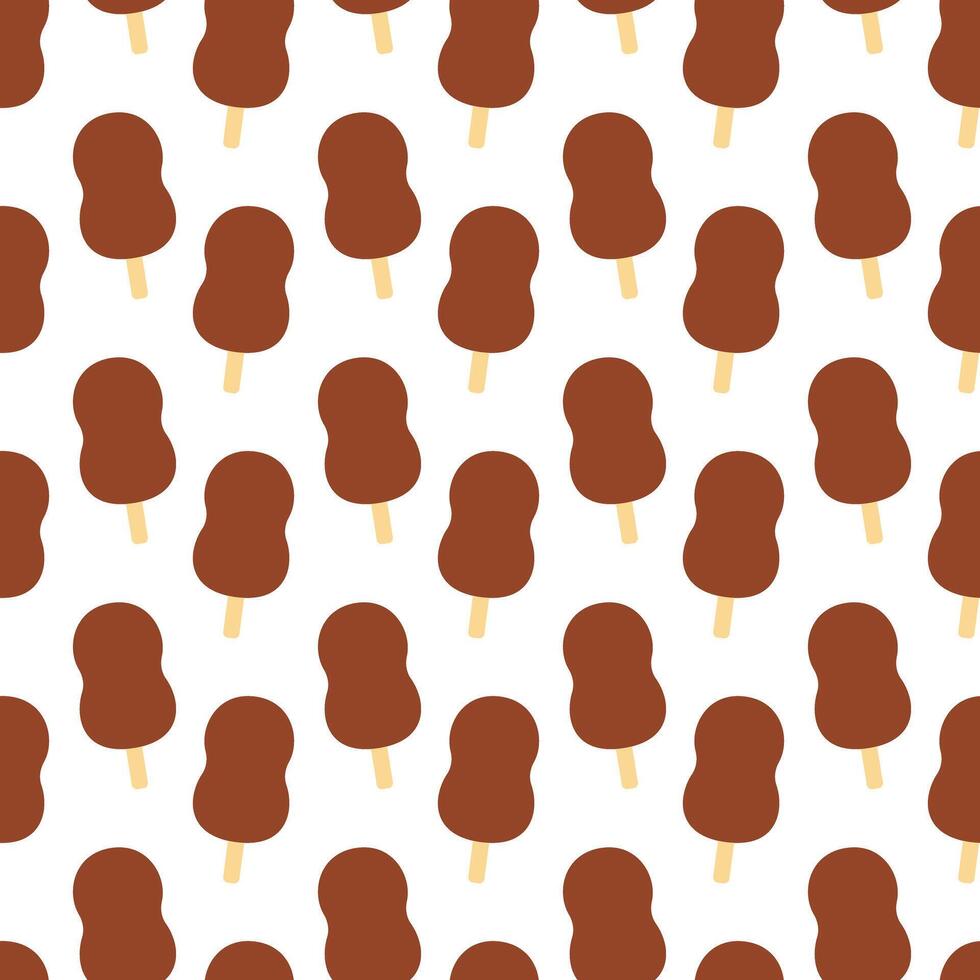 Hand drawn Chocolate covered ice cream on a stick Seamless Pattern Ice Cream Thematic cards Backdrop. Isolated illustration Ice Cream Day Wrapping packing Background Label or web, promo leaflet vector