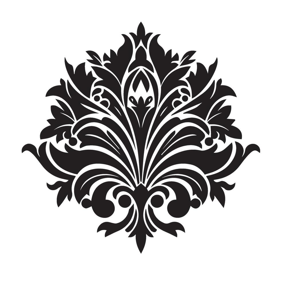 Black Flower Graphic Inspired by Tribal Patterns and Ink Drawing Style vector