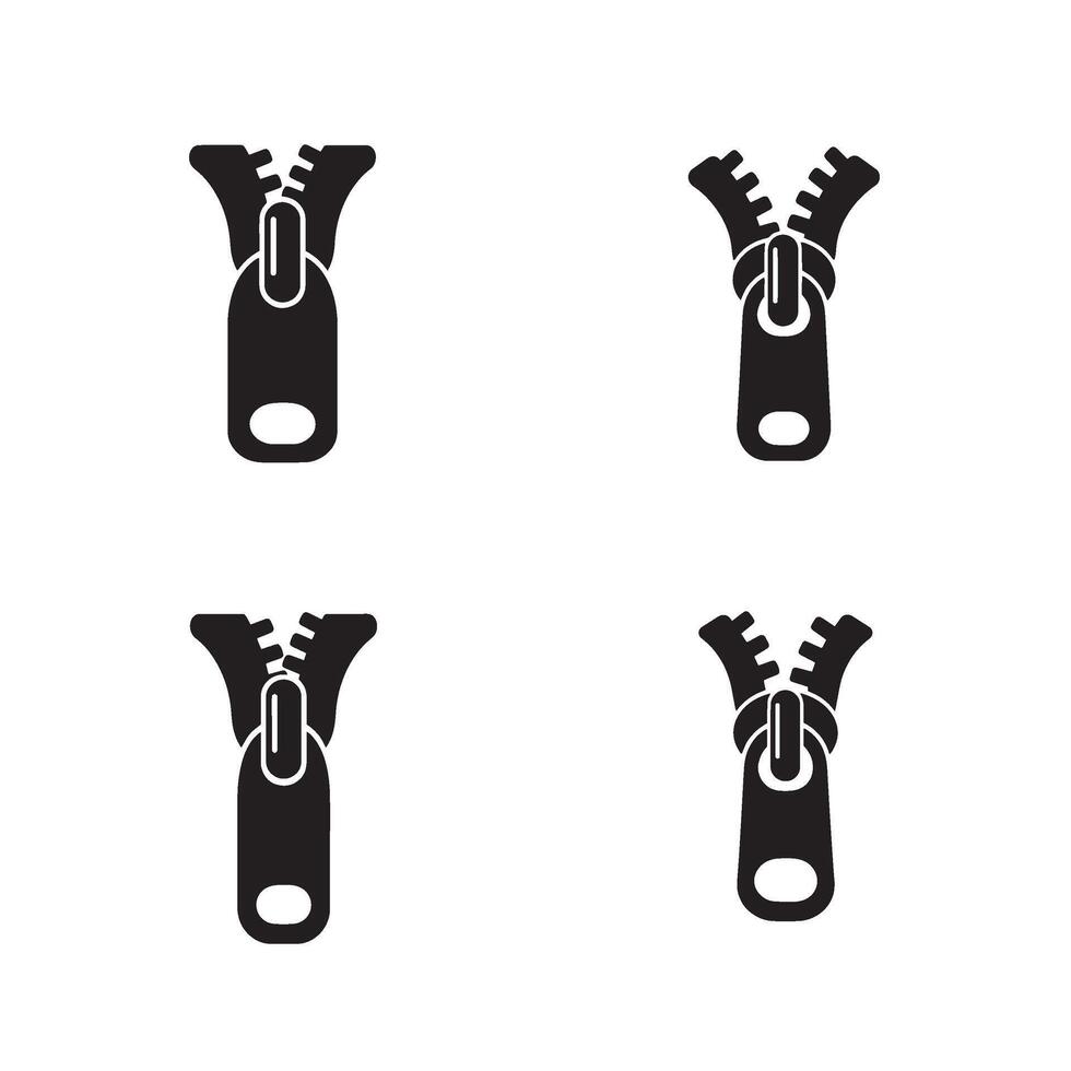 High Quality Zipper Head Icon Pack with Editable Black Zipper Icons and Pull Tabs vector