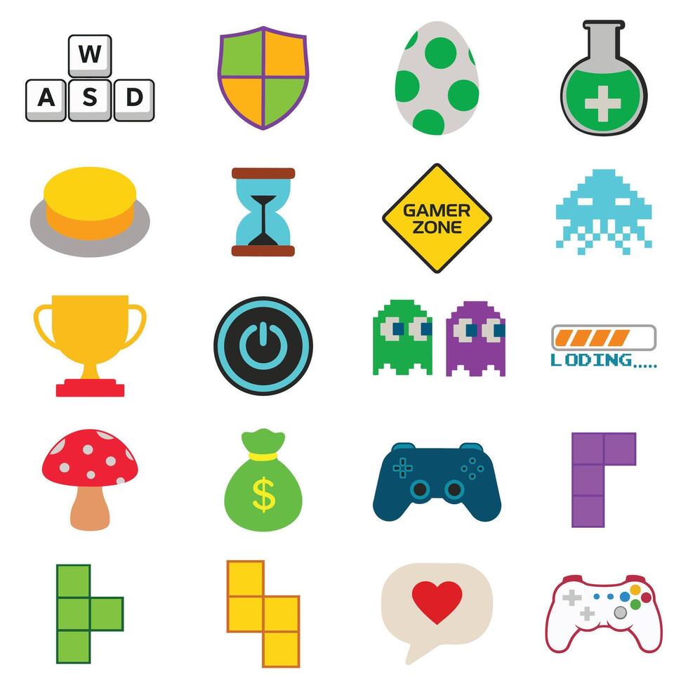 game icon illustration, Gamer Digital File, Gaming Equipment Clipart, Game Lover Design sublimation bundle vector